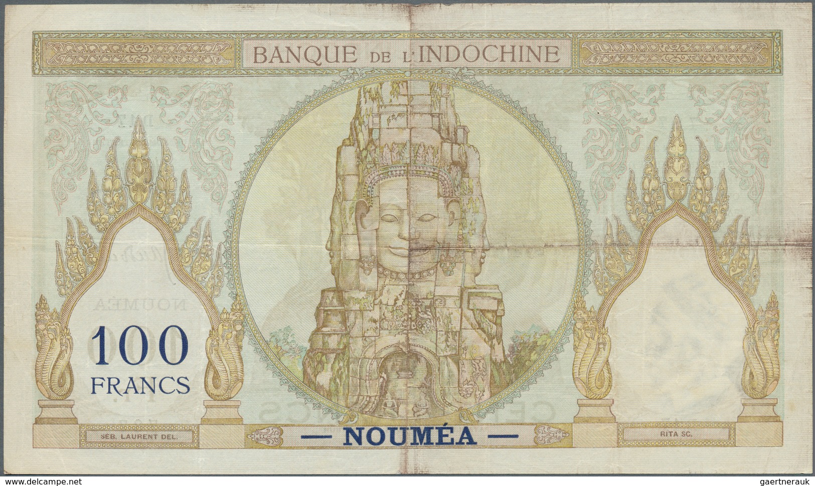 02107 New Hebrides / Neue Hebriden: 100 Francs Noumea With Red Overprint "Nouvelles Hebrides France Libre" - Nueva Hebrides