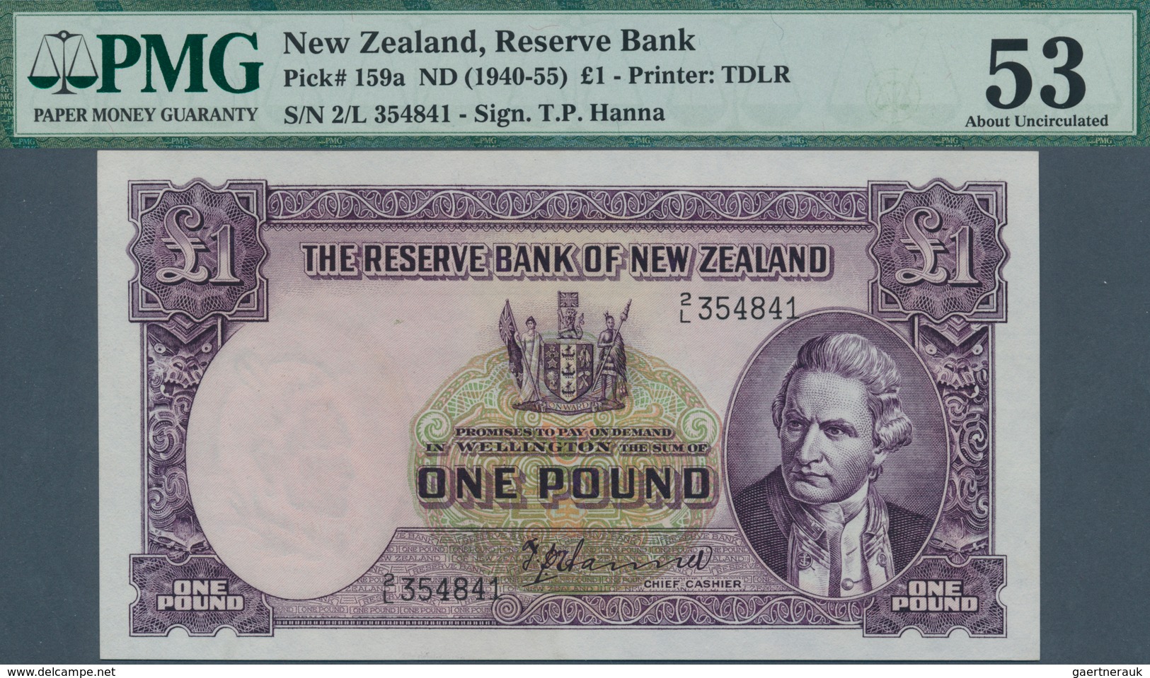 02110 New Zealand / Neuseeland: 1 Pound ND(1955-56) P. 159a In Condition: PMG Graded 53 AUNC. - Nueva Zelandía