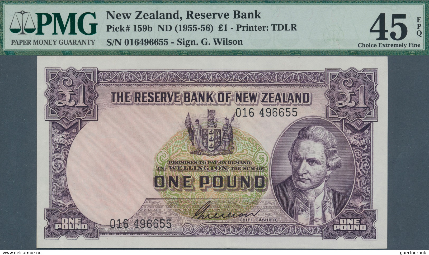 02111 New Zealand / Neuseeland: 1 Pound ND(1955-56) P. 159b In Condition: PMG Graded 45 Choice XF EPQ. - Nieuw-Zeeland