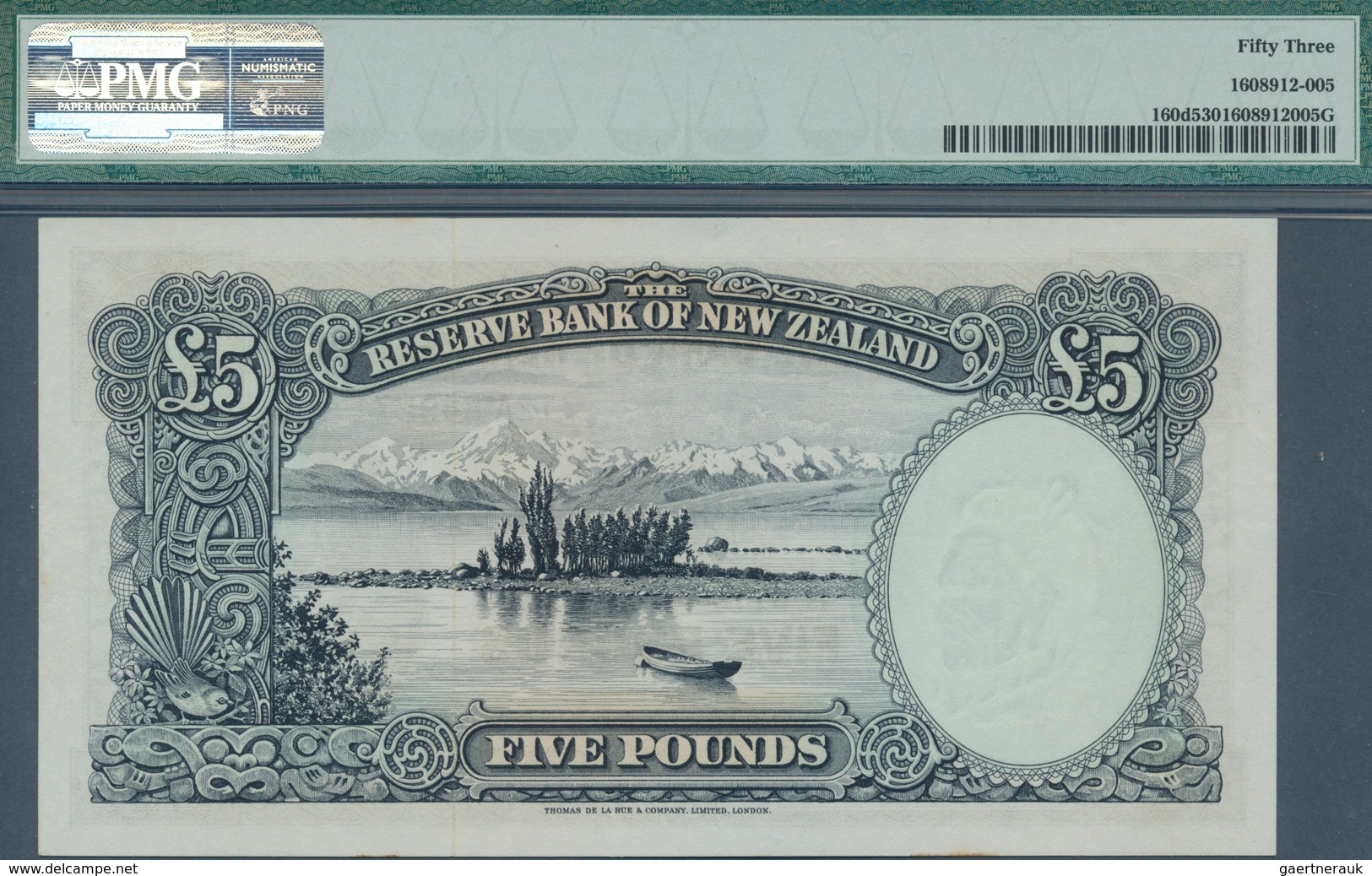 02114 New Zealand / Neuseeland: 5 Pounds ND(1960-67) P. 160d In Condition: PMG Graded 53 AUNC. - Nieuw-Zeeland