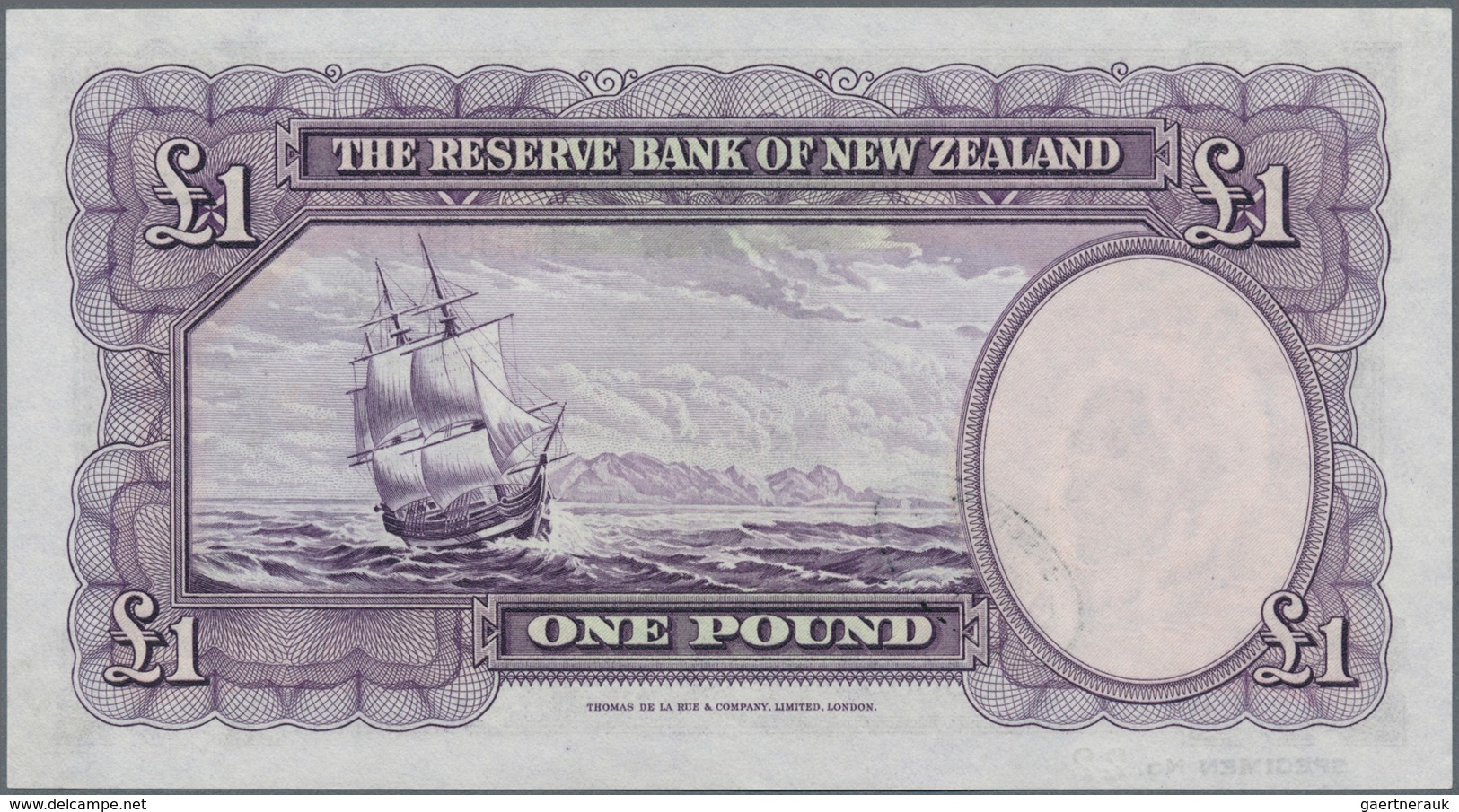 02116 New Zealand / Neuseeland: Very Rare Set Of 5 SPECIMEN Banknotes From 1 To 10 Pounds ND(1940-55) Sign - Nueva Zelandía