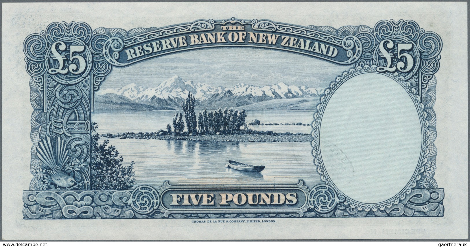 02116 New Zealand / Neuseeland: very rare Set of 5 SPECIMEN banknotes from 1 to 10 Pounds ND(1940-55) sign