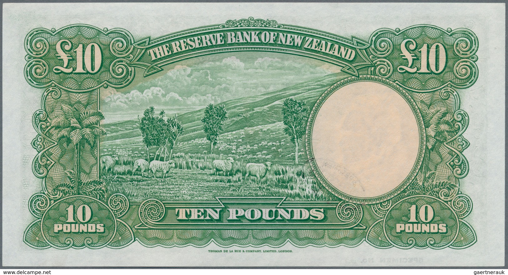 02116 New Zealand / Neuseeland: very rare Set of 5 SPECIMEN banknotes from 1 to 10 Pounds ND(1940-55) sign