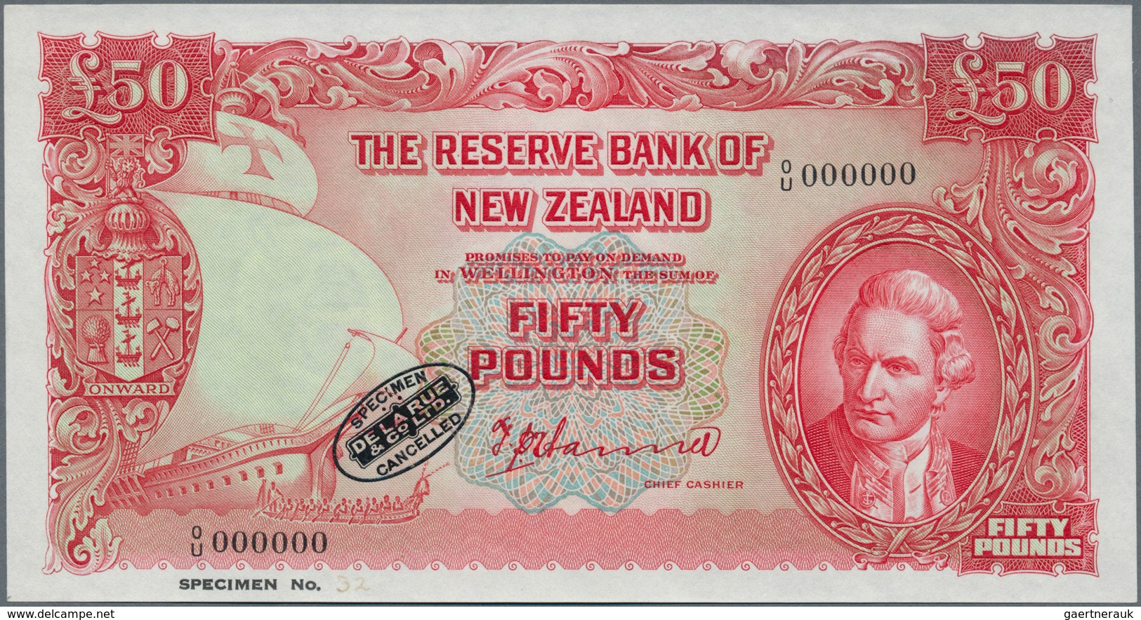 02116 New Zealand / Neuseeland: very rare Set of 5 SPECIMEN banknotes from 1 to 10 Pounds ND(1940-55) sign