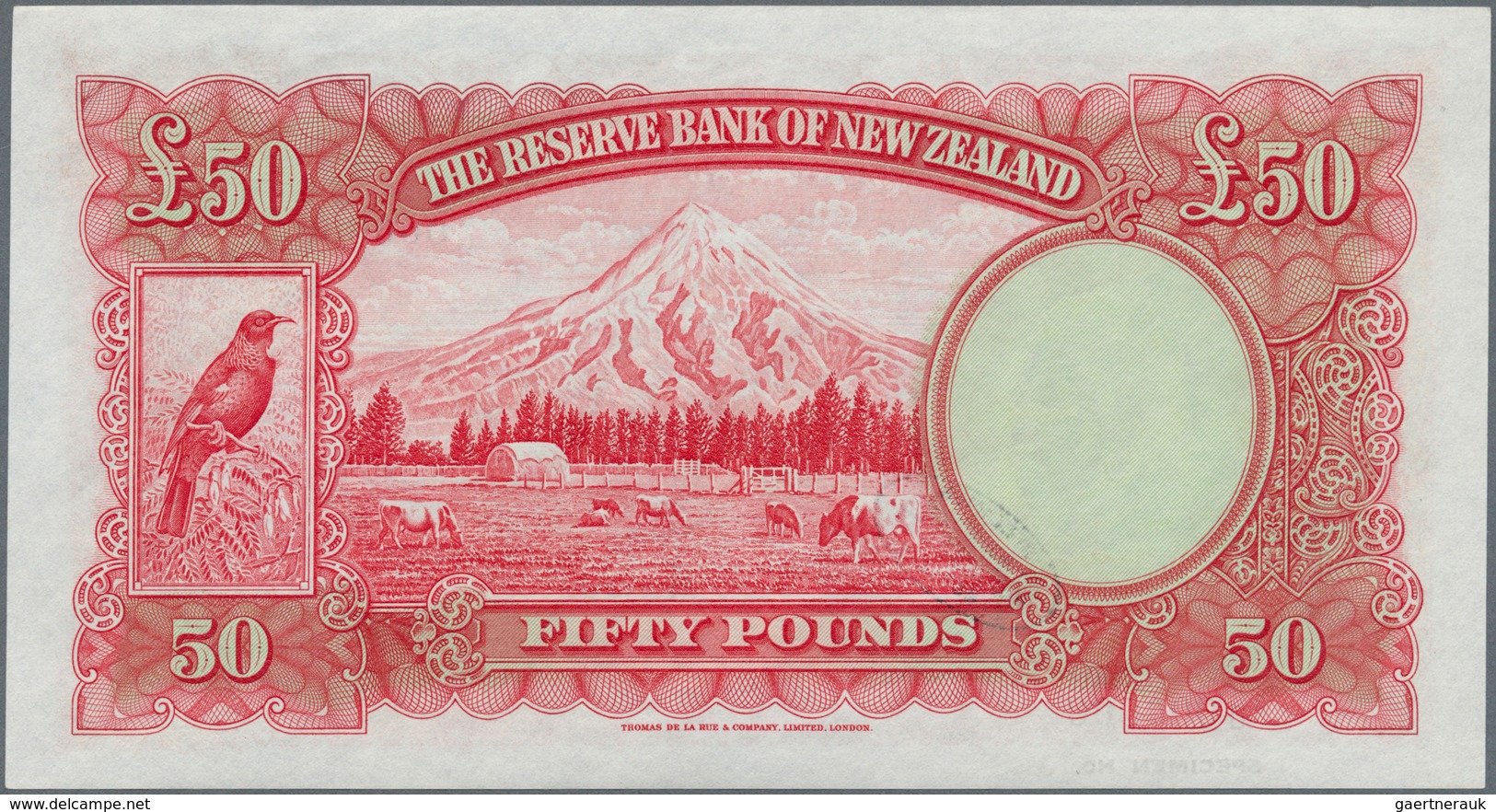 02116 New Zealand / Neuseeland: very rare Set of 5 SPECIMEN banknotes from 1 to 10 Pounds ND(1940-55) sign