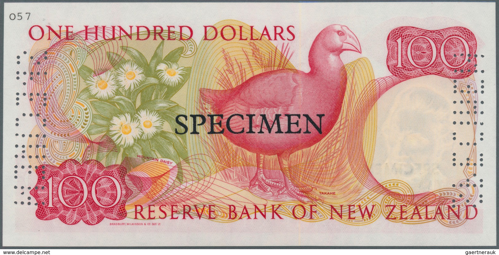 02119 New Zealand / Neuseeland: 100 Dollars ND(1981-89) SPECIMEN With Signature: Hardie, P.175s, Laminated - Nieuw-Zeeland