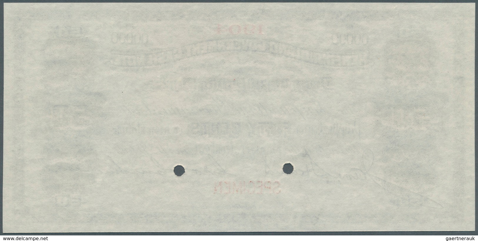 02121 Newfoundland / Neufundland: 50 Cents ND Specimen P. A5s With Small Red "Specimen" Overprint At Lower - Canada