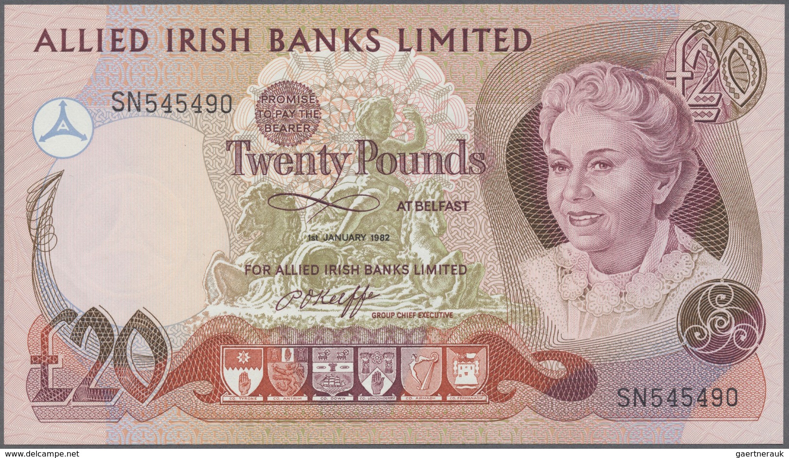 02128 Northern Ireland / Nordirland: 20 Pounds 1982 P. 4a Allied Irish Banks Limited, Only Light Dint At R - Other & Unclassified