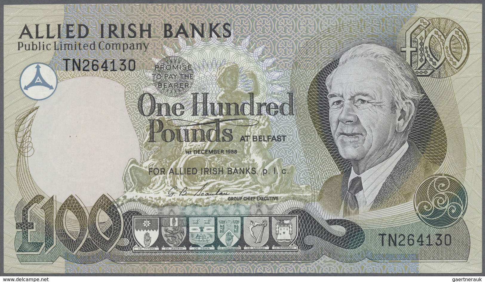 02130 Northern Ireland / Nordirland: 100 Pounds 1988 P. 9, Allied Irish Banks, Light Creases In Paper, No - Other & Unclassified