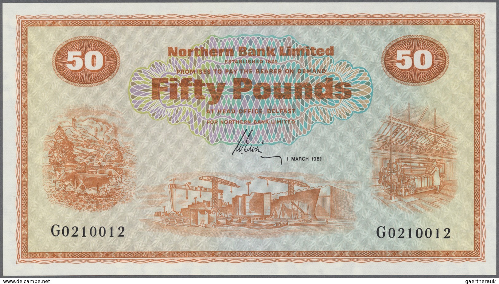 02146 Northern Ireland / Nordirland: 50 Pounds 1981 P. 191c, Northern Bank Limited, Only A Light Dint At R - Andere & Zonder Classificatie