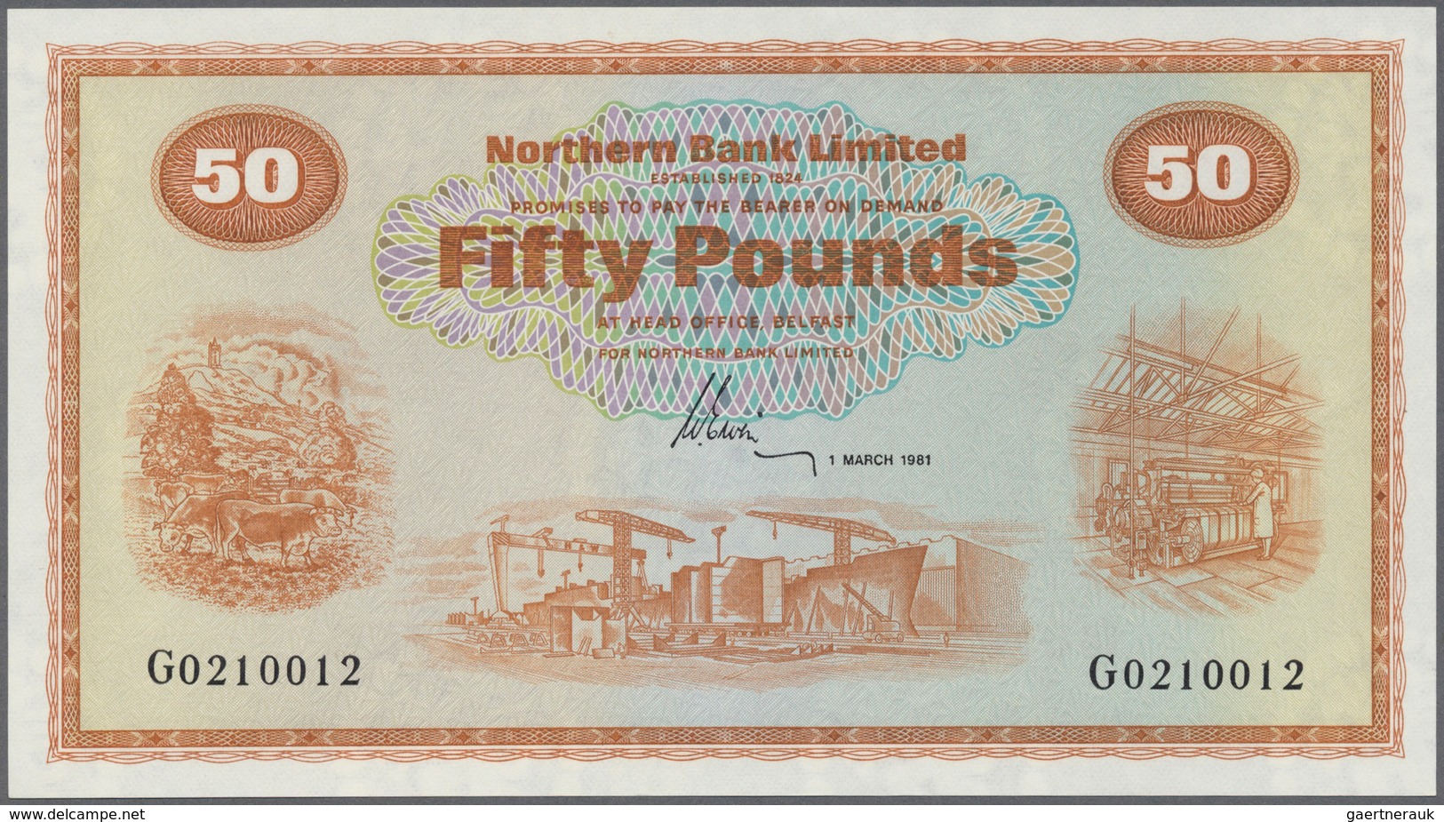 02146 Northern Ireland / Nordirland: 50 Pounds 1981 P. 191c, Northern Bank Limited, Only A Light Dint At R - Otros & Sin Clasificación