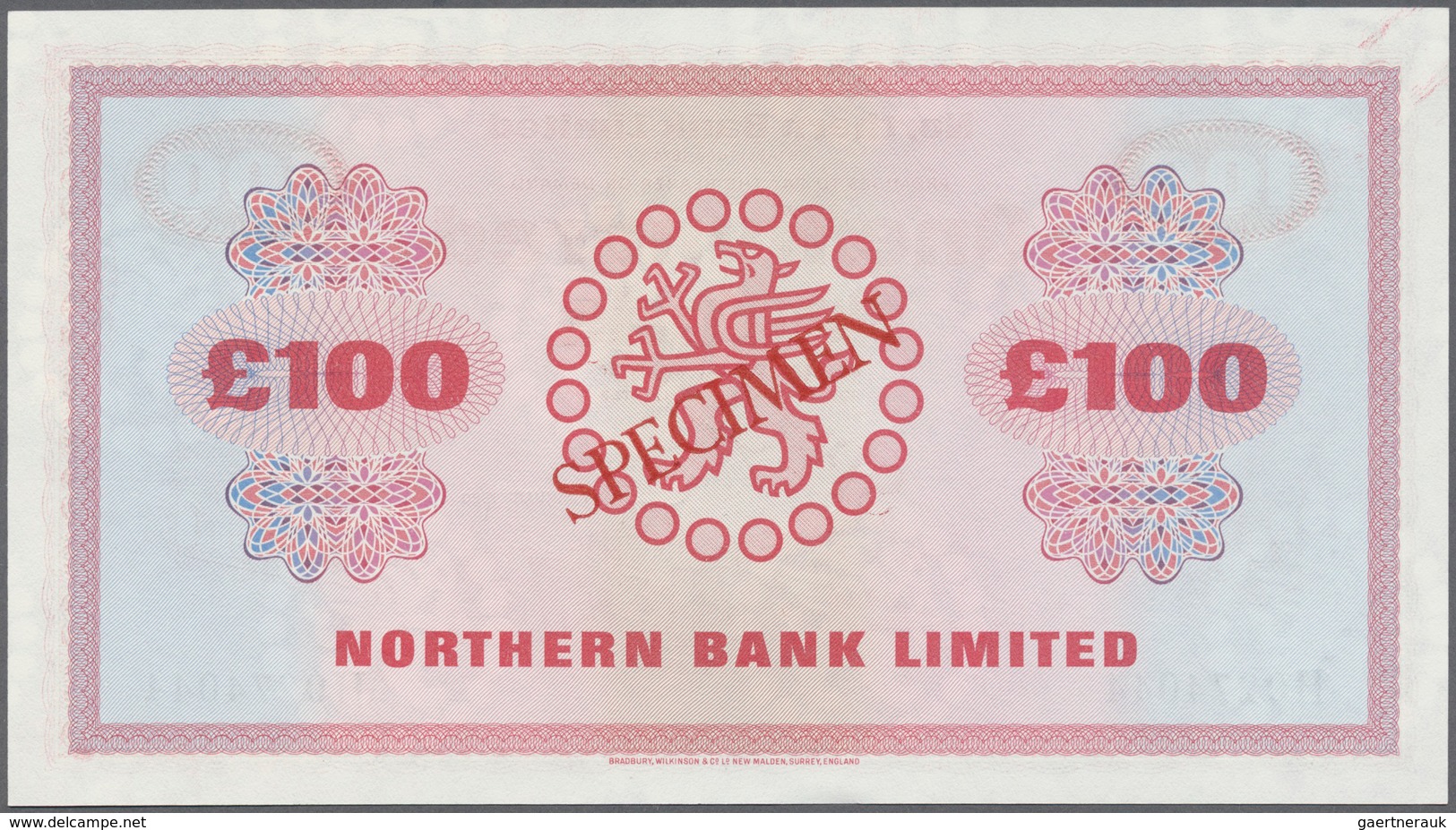02147 Northern Ireland / Nordirland: 100 Pounds 1980 Specimen P. 192s, Northern Bank Limited, Only A Very - Otros & Sin Clasificación