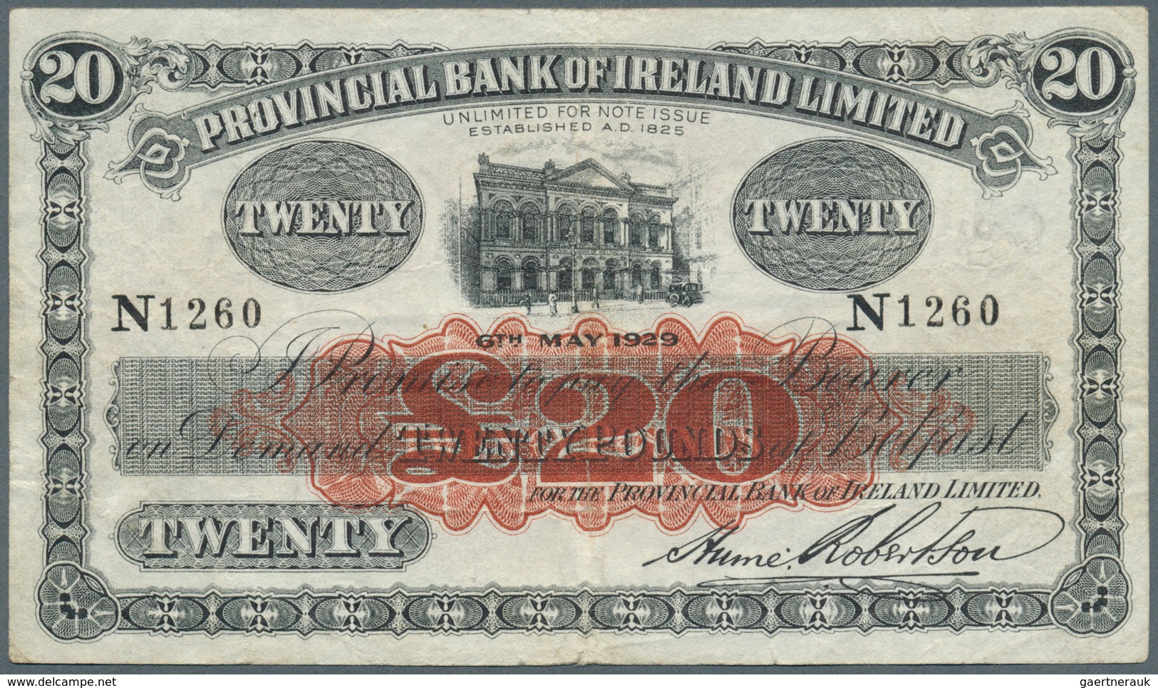 02151 Northern Ireland / Nordirland: 20 Pounds 1929 P. 234a, Used With Several Folds, 2 Pinholes At Upper - Other & Unclassified