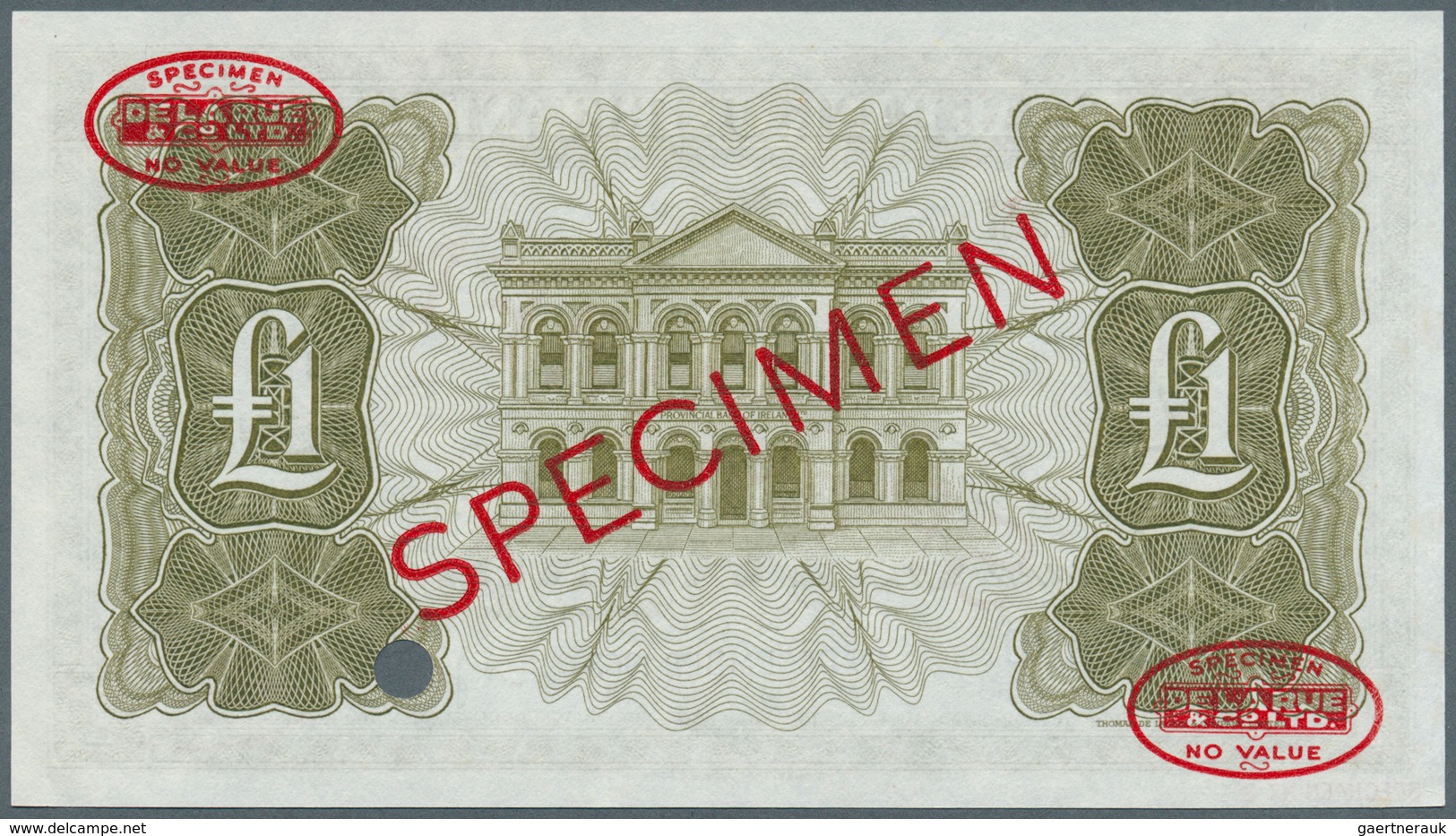 02154 Northern Ireland / Nordirland: 1 Pound 1965 Specimen P. 243s, Provincial Bank Of Ireland Limited, In - Andere & Zonder Classificatie