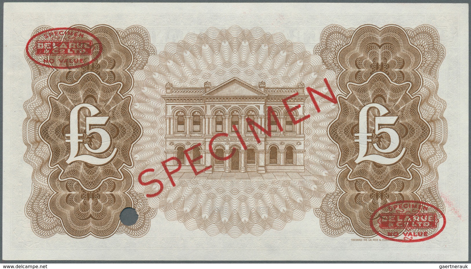 02155 Northern Ireland / Nordirland: Provincial Bank Of Ireland 5 Pounds 1963 TDLR Specimen, P.244s In UNC - Andere & Zonder Classificatie