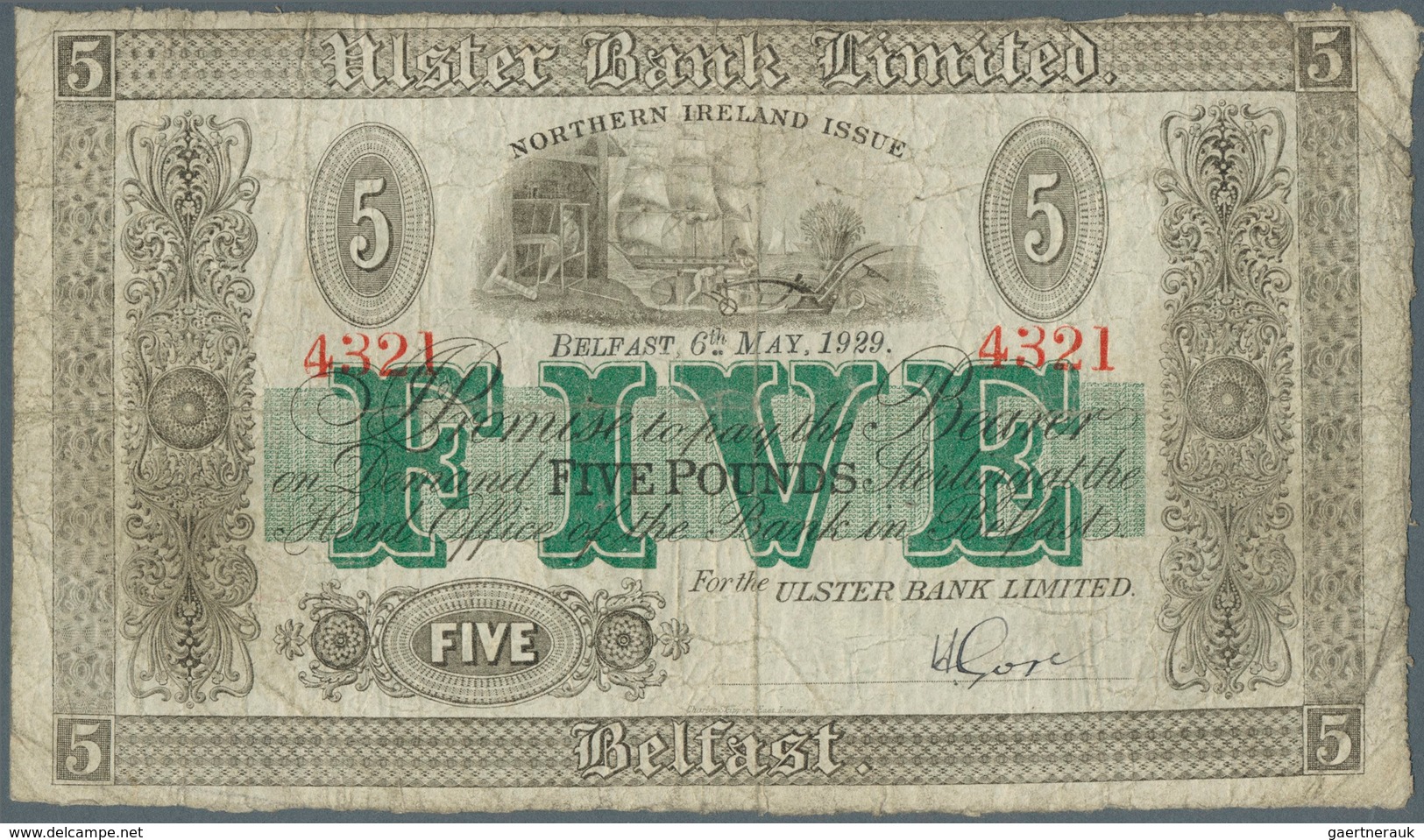 02158 Northern Ireland / Nordirland: 5 Pounds 1929 P. 307, Ulster Bank Limited, Stronger Used With Several - Altri & Non Classificati