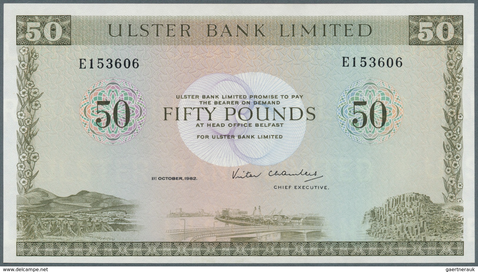 02164 Northern Ireland / Nordirland: 50 Pounds 1982 P. 329a, Ulster Bank Limited, In Condition: UNC. - Other & Unclassified