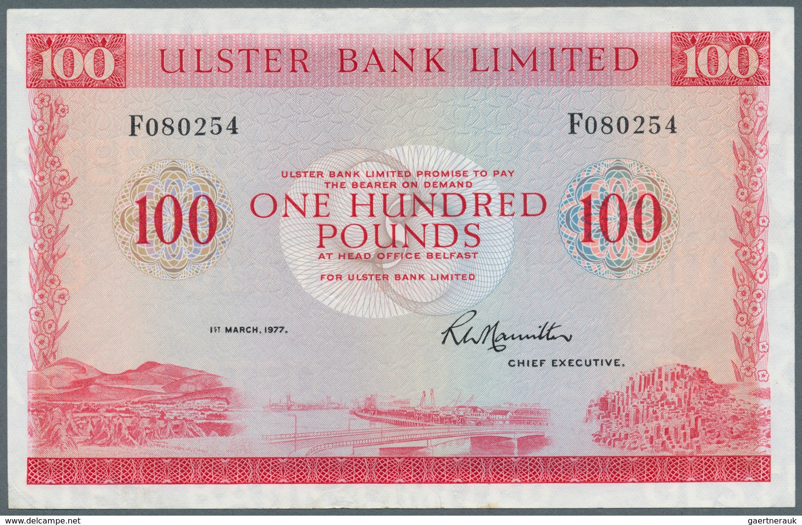 02165 Northern Ireland / Nordirland: 100 Pounds 1977 P. 330a, Ulster Bank Limited, Light Handling In Paper - Other & Unclassified