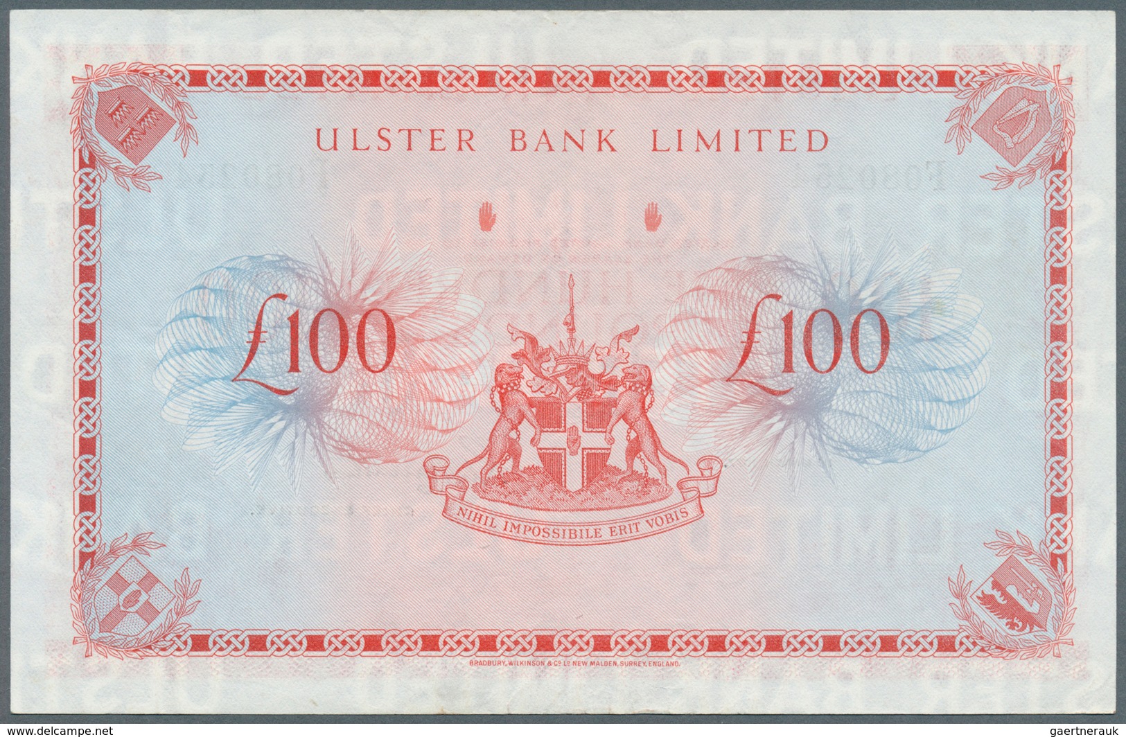 02165 Northern Ireland / Nordirland: 100 Pounds 1977 P. 330a, Ulster Bank Limited, Light Handling In Paper - Altri & Non Classificati