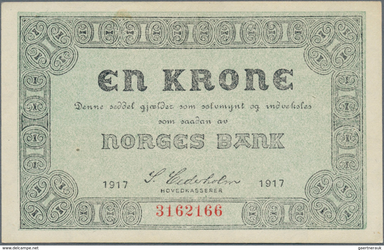 02169 Norway / Norwegen: Set Of 2 Banknotes 1 Kroner 1917 P. 13, Both With Crisp Paper And Only Light Dint - Norvegia