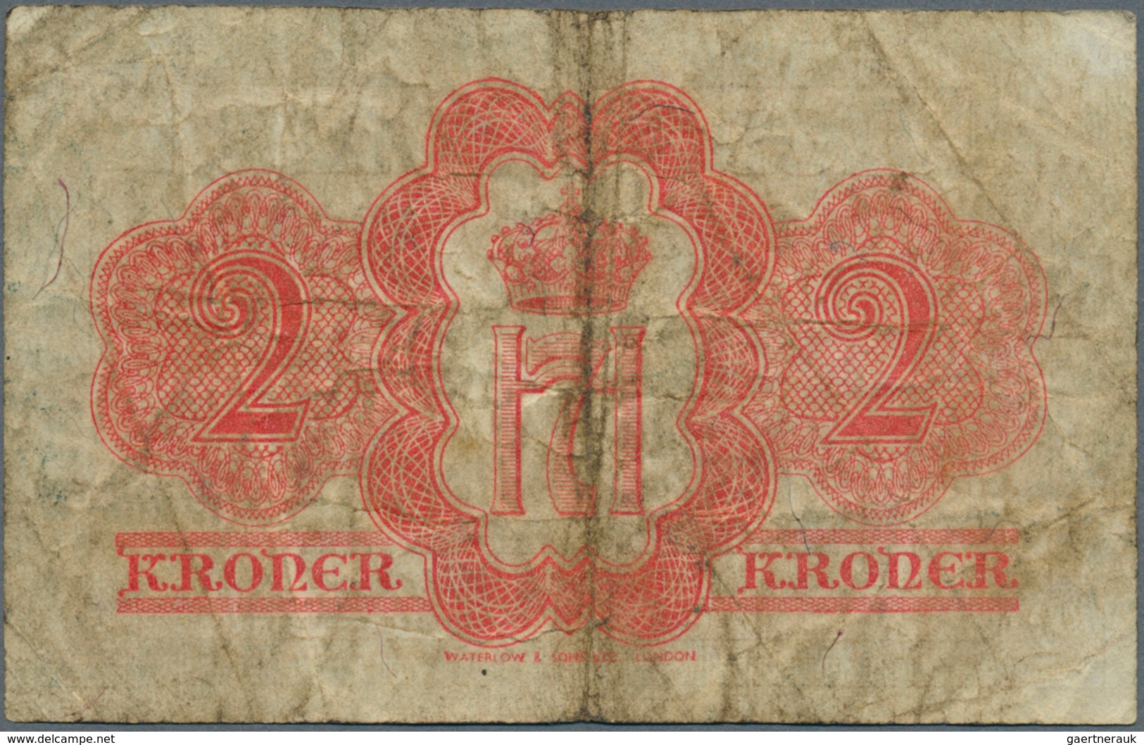 02172 Norway / Norwegen: 2 Kroner 1942 P. 18, Several Stonger Folds And Stain In Paper, No Holes Or Tears, - Noorwegen