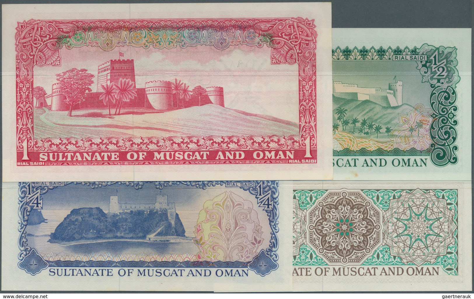 02176 Oman: Set Of 4 Notes Muscat & Oman Containing 100 Baisa, 1/4, 1/2 And 1 Rial ND P. 1-4 In Condition: - Oman