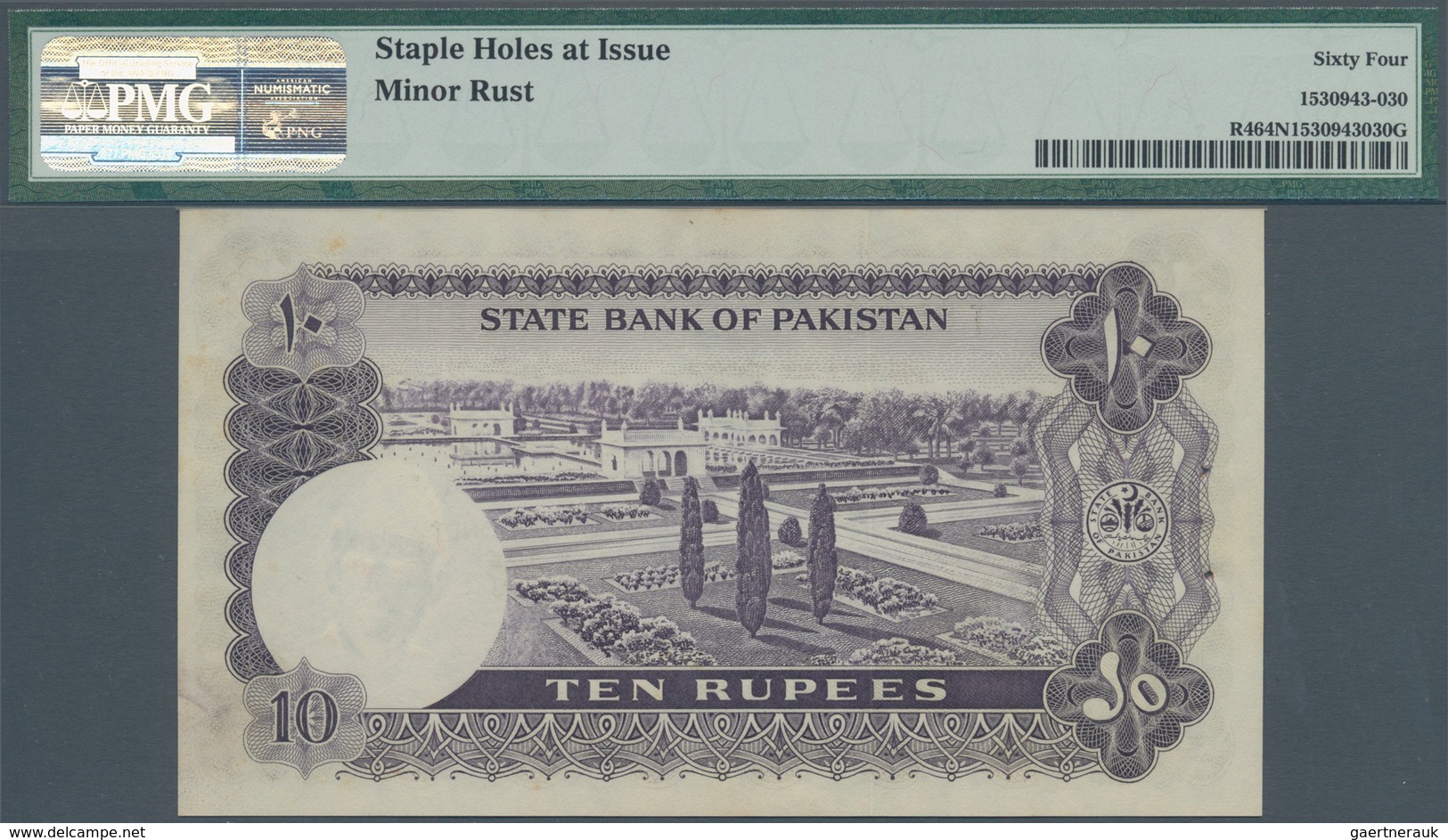 02184 Pakistan: 10 Rupees Haj Pilgrim Issue ND(1940) P. R4 In Condition: PMG Graded 64 Choice UNC NET. - Pakistán