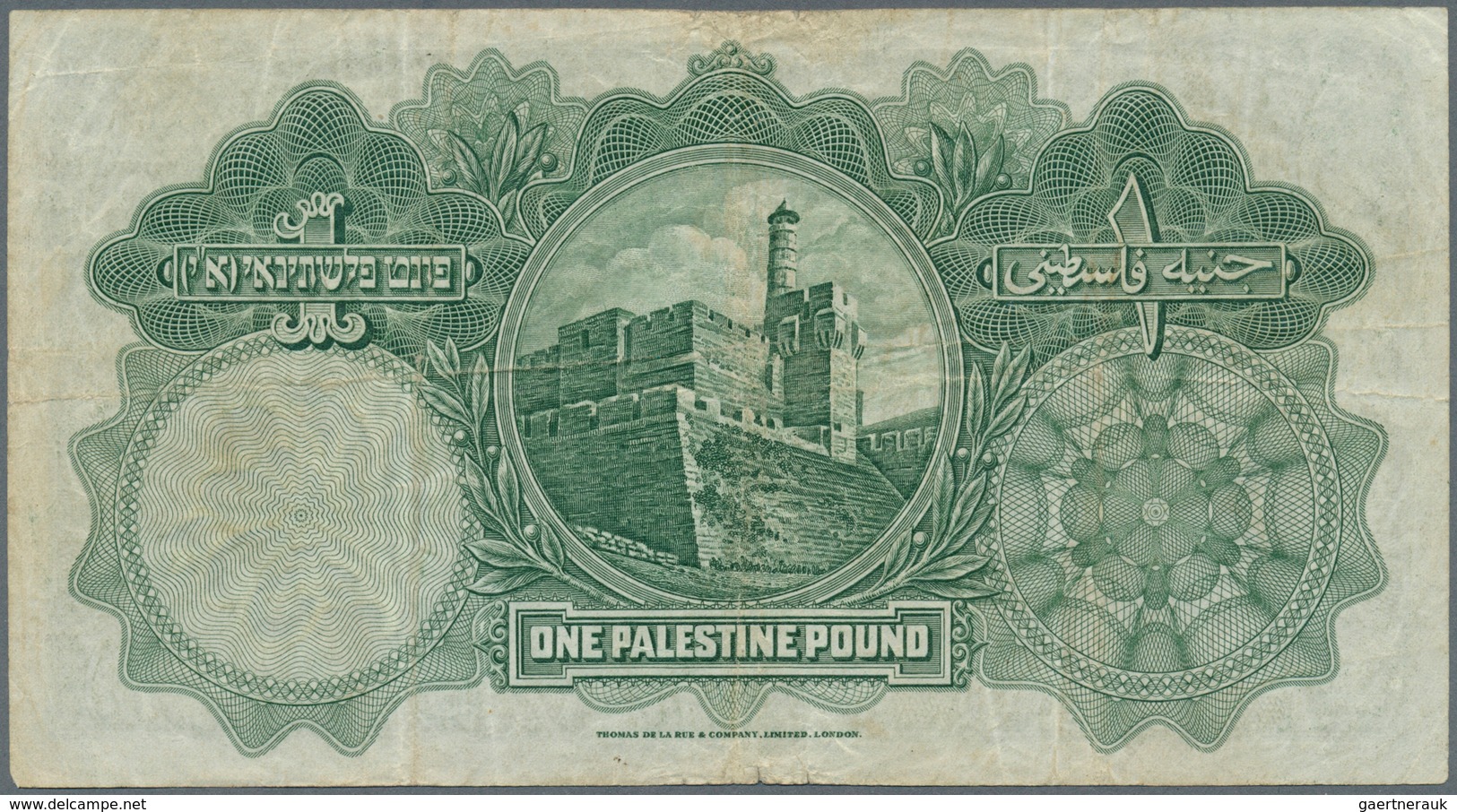 02186 Palestine / Palästina: Highly Rare Early Date 1 Pound 1927 P. 7a, Serial A664270, Used With Vertical - Other - Asia