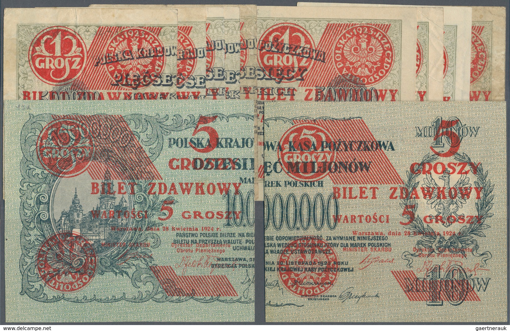 02194 Poland / Polen: Very Nice Set With 11 Banknotes Of The 1924 Provisional "Cut In Half" Bilet Zdawkowy - Polonia