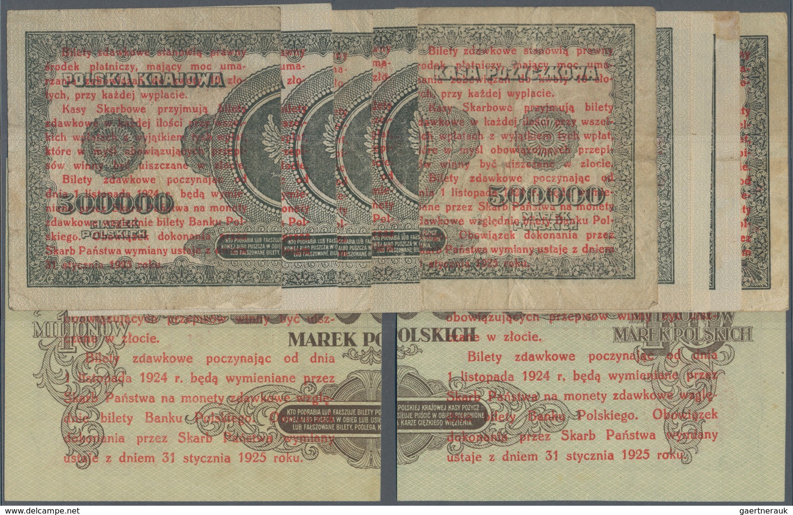 02194 Poland / Polen: Very Nice Set With 11 Banknotes Of The 1924 Provisional "Cut In Half" Bilet Zdawkowy - Polen