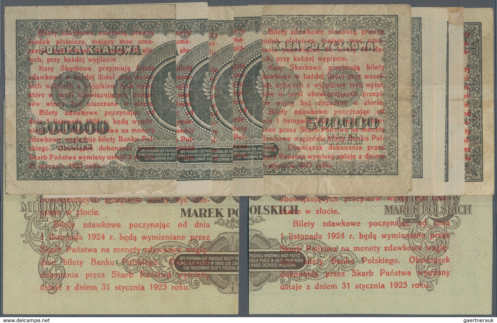 02194 Poland / Polen: Very Nice Set With 11 Banknotes Of The 1924 Provisional "Cut In Half" Bilet Zdawkowy - Polonia