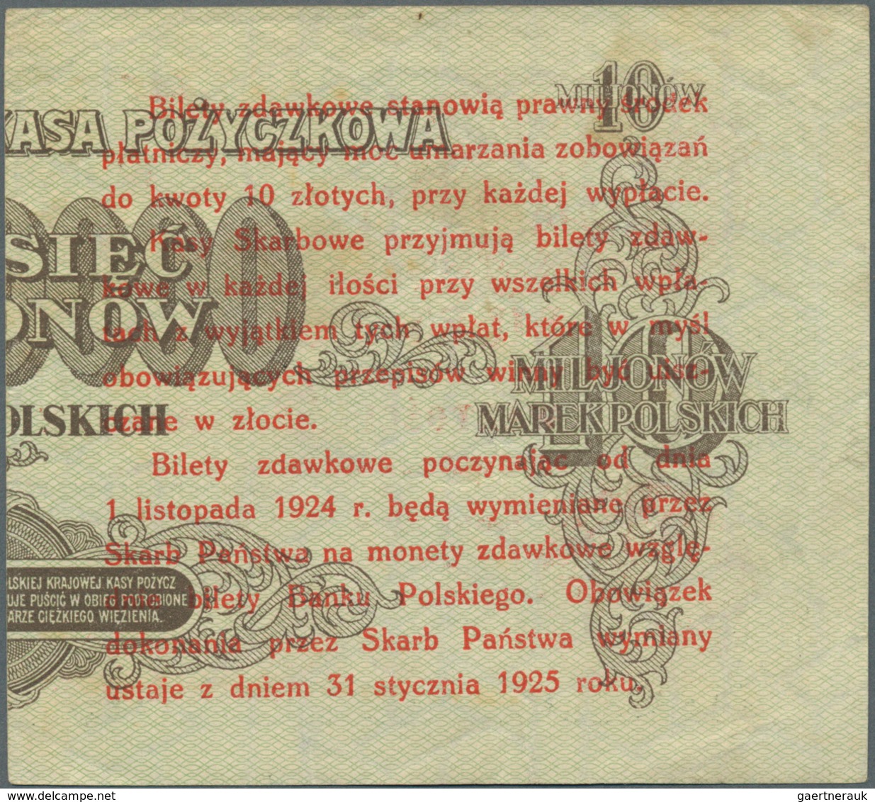 02195 Poland / Polen: Half Note 5 Groszy 1924 P. 43a, In Condition: XF+. - Poland