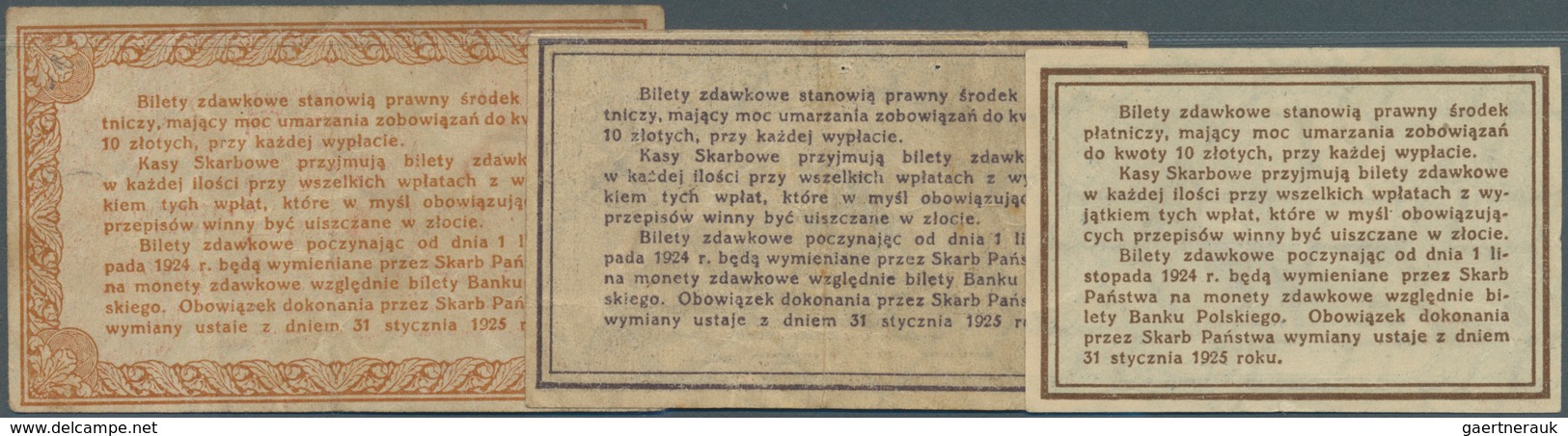 02196 Poland / Polen: Set Of 3 Small Size Notes From 10 To 50 Groszy 1924 P. 44-46, All In Similar Conditi - Polonia