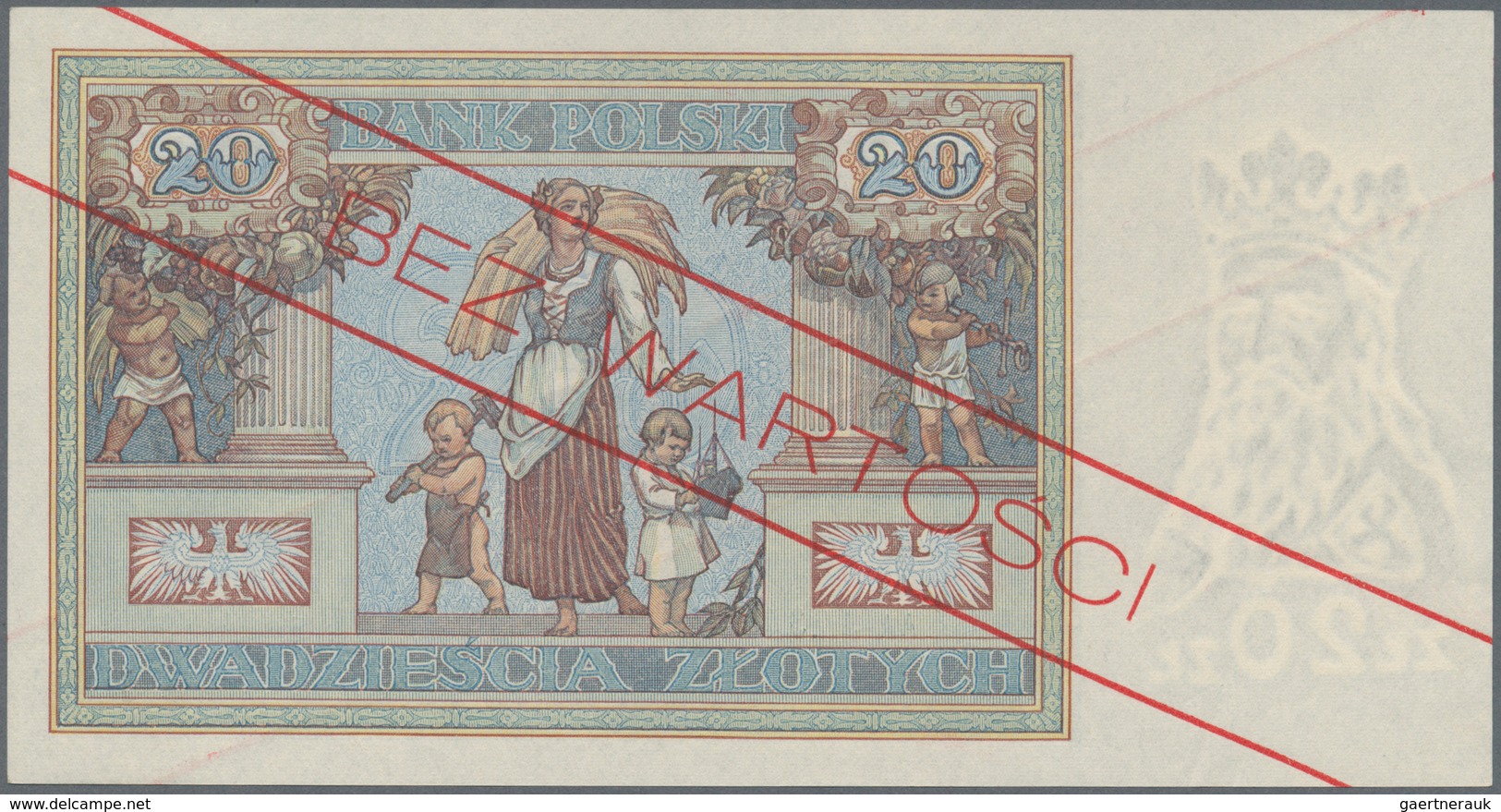 02201 Poland / Polen: 20 Zlotych 1931 SPECIMEN, P.73s With A Few Minor Creases In The Paper And Small Anno - Pologne