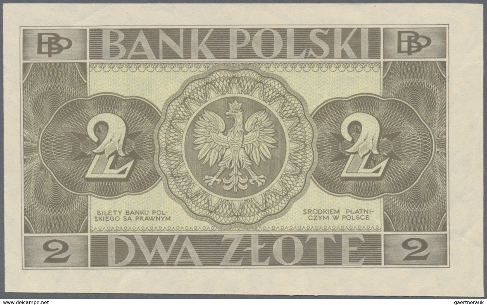 02203 Poland / Polen: 2 Zlote 1936 Without Underprint P.36r, Seldom Offered Note In Great Original Shape W - Polonia