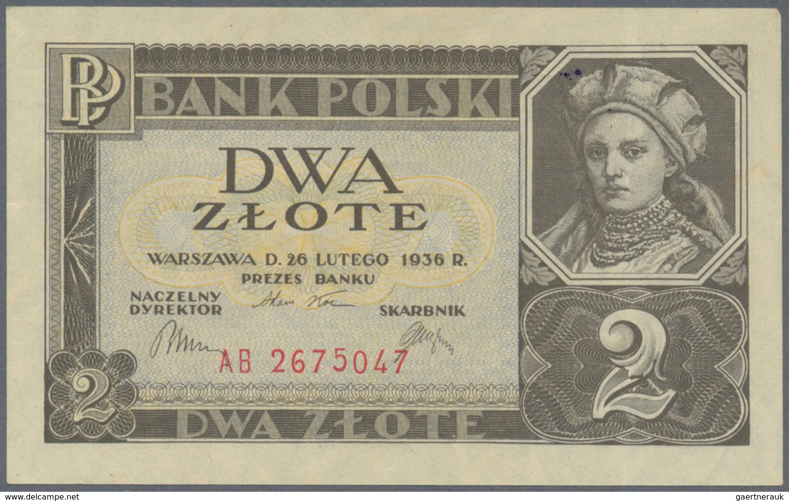 02204 Poland / Polen: Pair With 2 Zlote 1936 P.76a (XF+) And 20 Zlotych 1936 P.77 (VF) (2 Pcs.) - Polonia