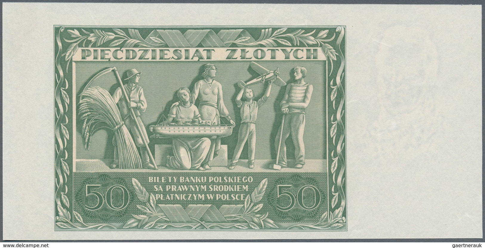02205 Poland / Polen: 50 Zlotych ND P. 78bp, Proof Print, Front Side Only Underprint, Back Fully Printed, - Pologne