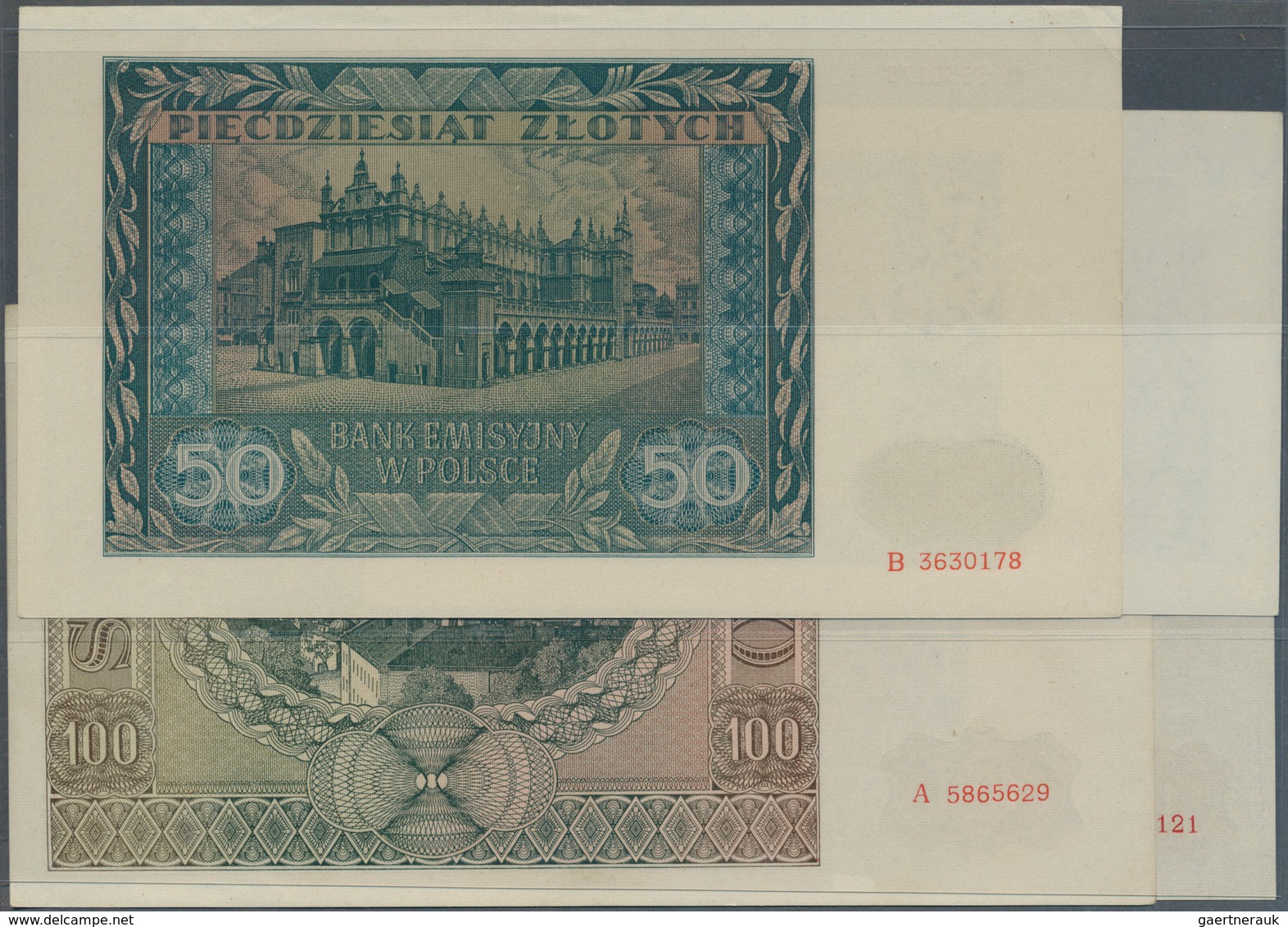 02208 Poland / Polen: Set With 5 Banknotes 1941 Issue, Containing 2, 5, 50 And 2 X 100 Zlotych P.100-103 I - Poland