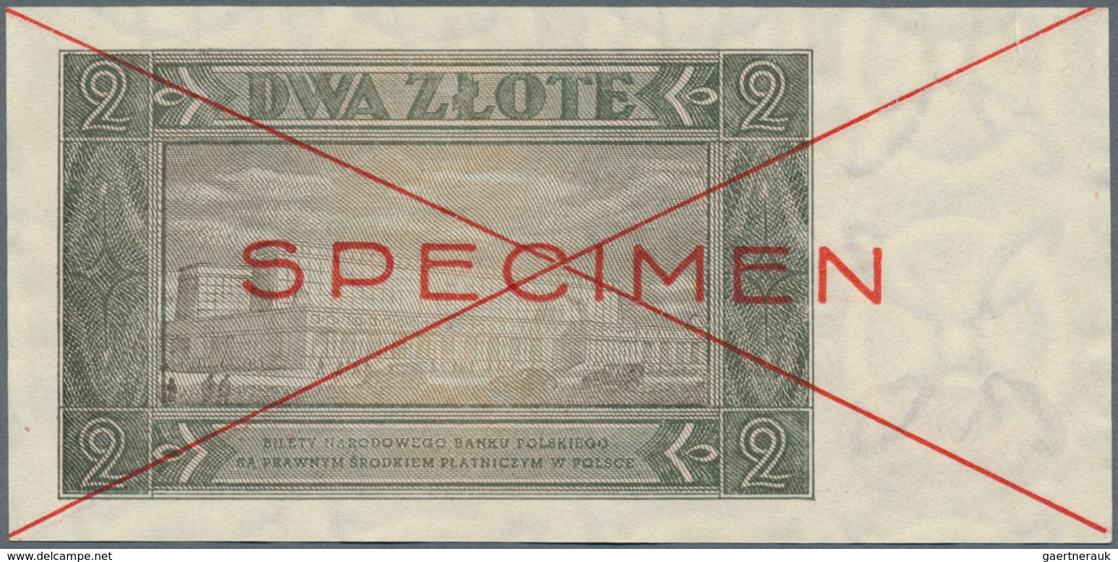 02210 Poland / Polen: 2 Zlotych 1948 SPECIMEN P. 134s, Wavy Paper But Still Crispness, Original Colors, Co - Polonia