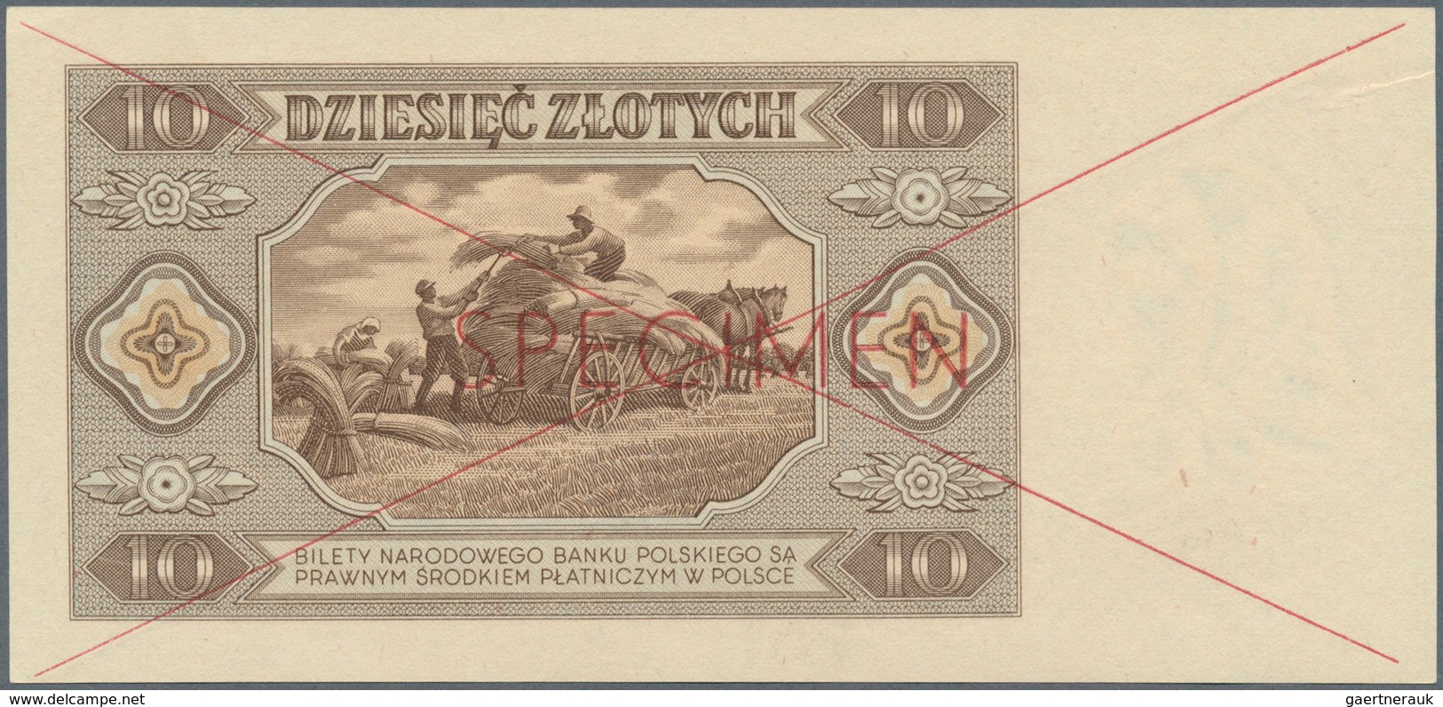 02211 Poland / Polen: 10 Zlotych 1948 SPECIMEN P. 136s, In Condition: UNC. - Polonia