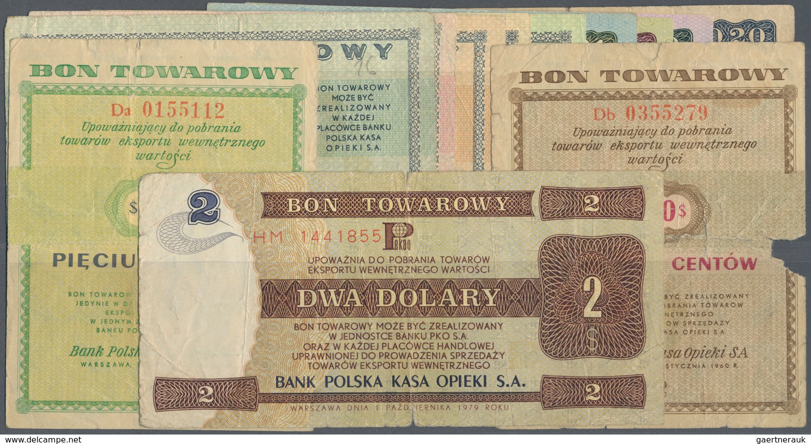 02212 Poland / Polen: Set With 13 Notes Of The BON TOWAROWY Series With 5 And 10 Cents 1960 P.FX12-13 /VG, - Polonia