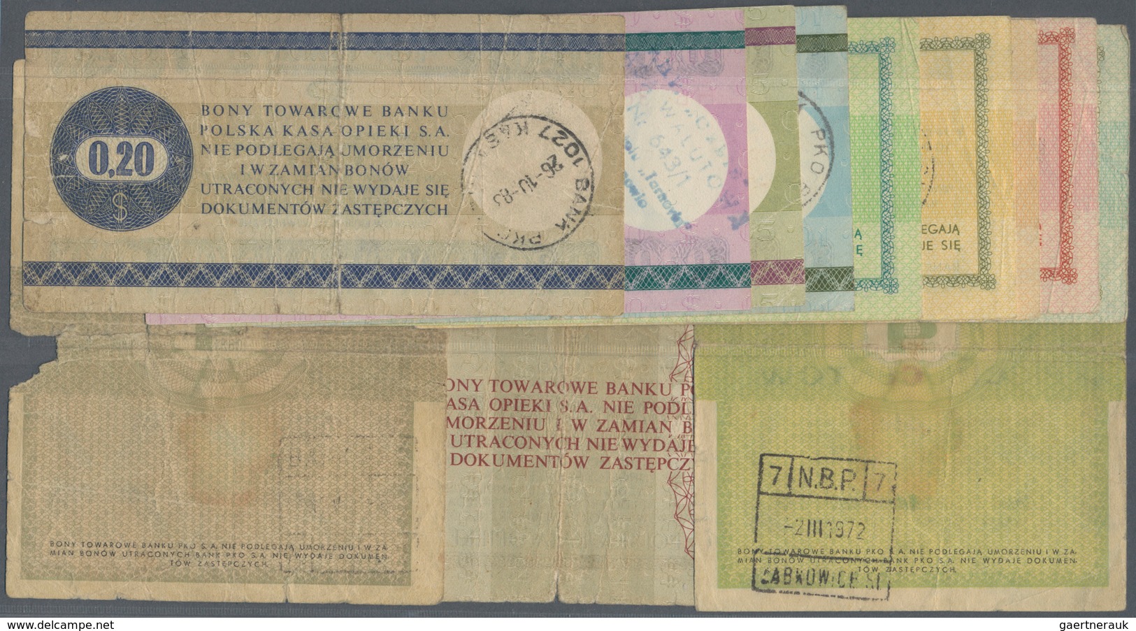 02212 Poland / Polen: Set With 13 Notes Of The BON TOWAROWY Series With 5 And 10 Cents 1960 P.FX12-13 /VG, - Polen