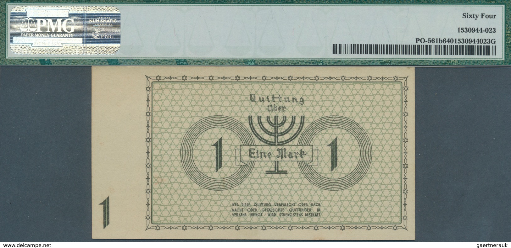 02214 Poland / Polen: Ghetto Lodz 1 Mark 1940 With Prefix Letter, Condition: PMG Graded 64 Choice UNC. - Poland