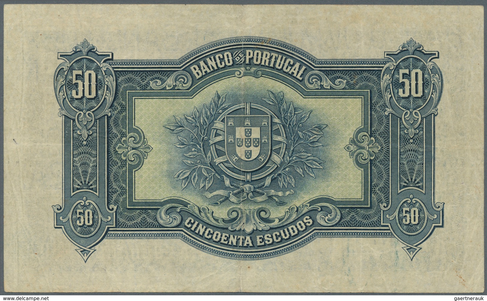 02229 Portugal: 50 Escudos 1925 P. 136, Center And Horizontal Fold, Light Handling In Paper, No Holes Or T - Portugal