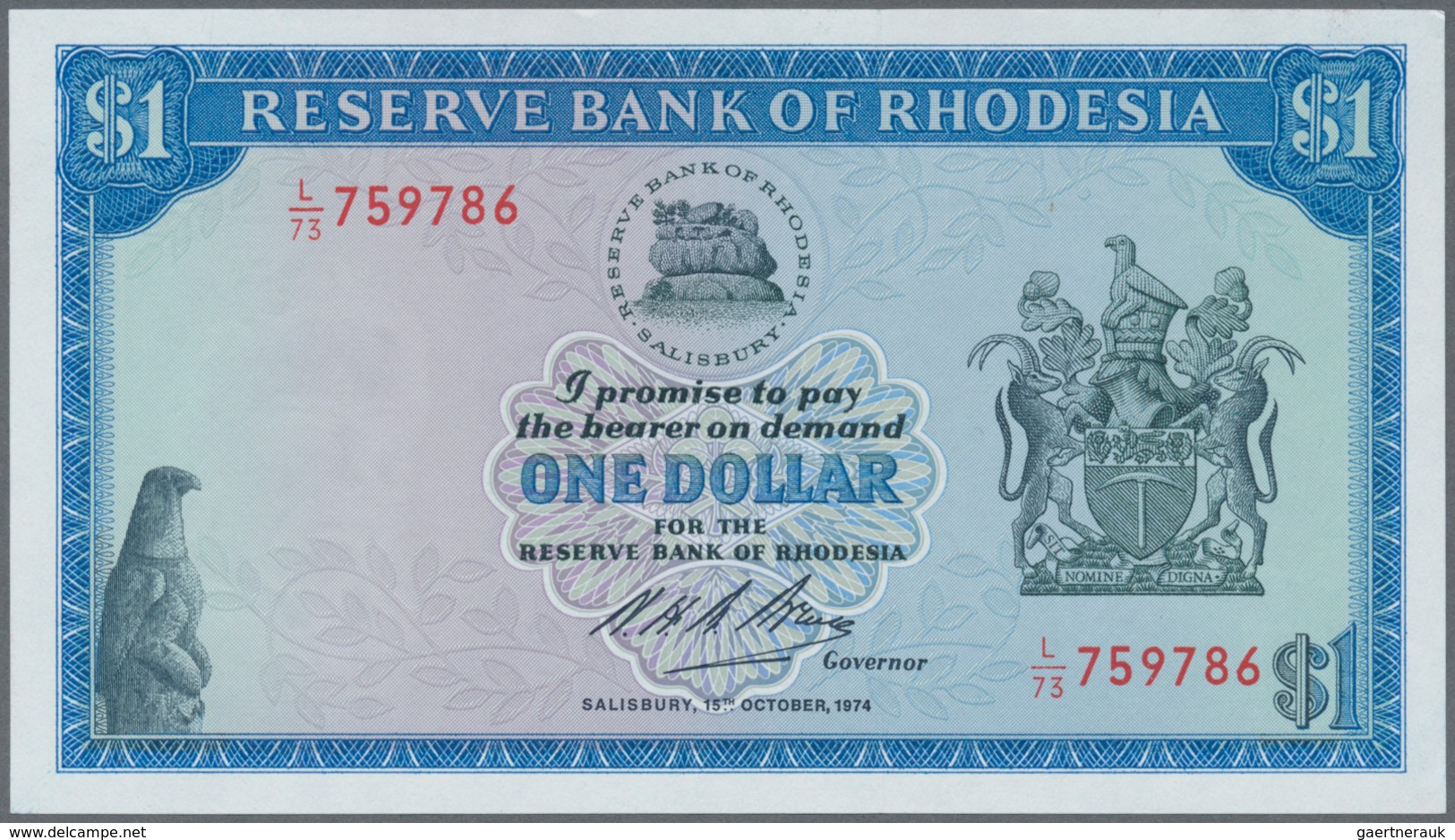 02252 Rhodesia / Rhodesien: 1 Dollar 1974 And 5 Dollars 1976, P.30, 36, Both In AUNC Condition (2 Pcs.) - Rhodesië