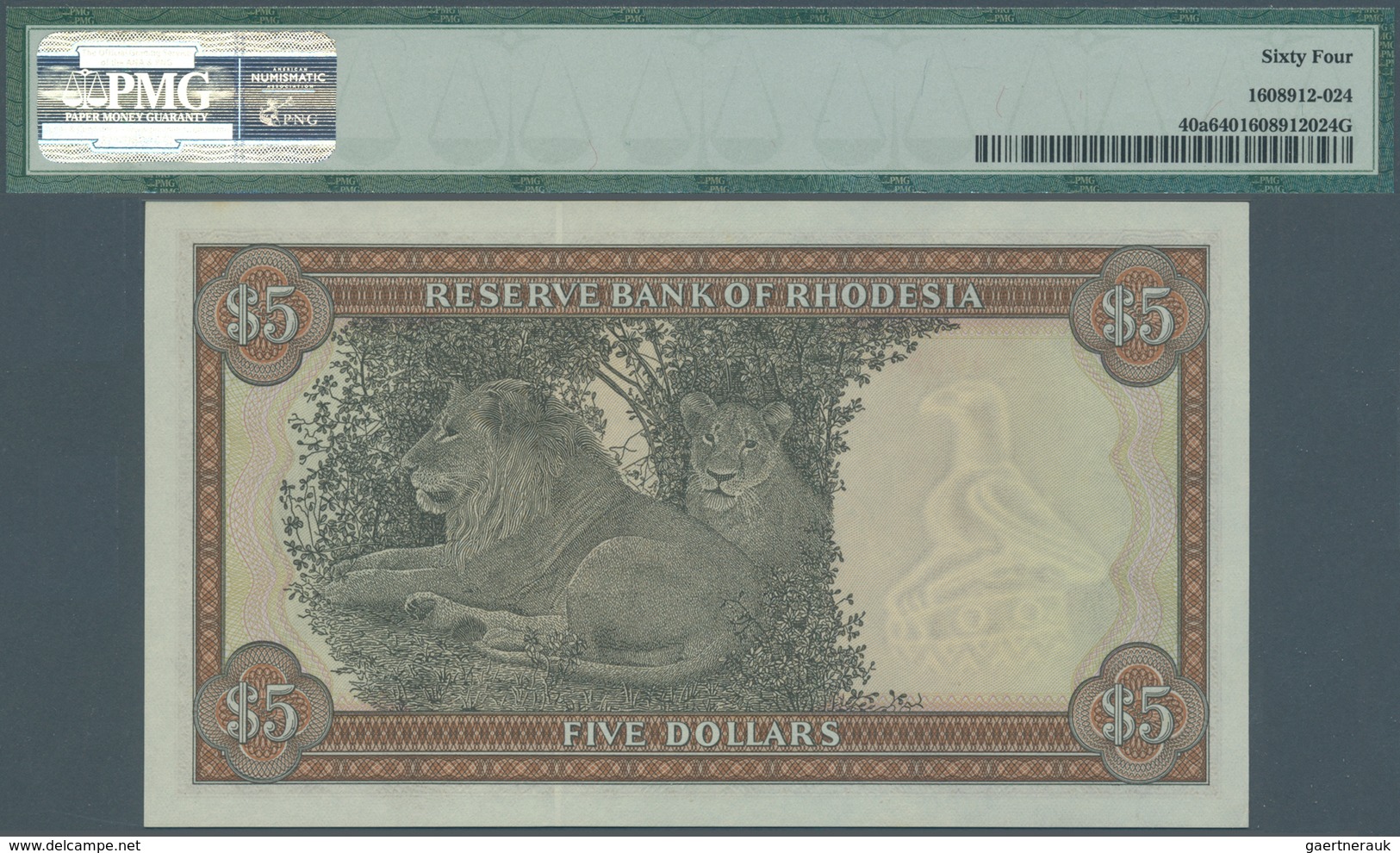 02253 Rhodesia / Rhodesien: Set Of 2 CONSECUTIVE Banknotes 5 Dollars 1979 P. 40a Both PMG Graded, 64 Choic - Rhodesia