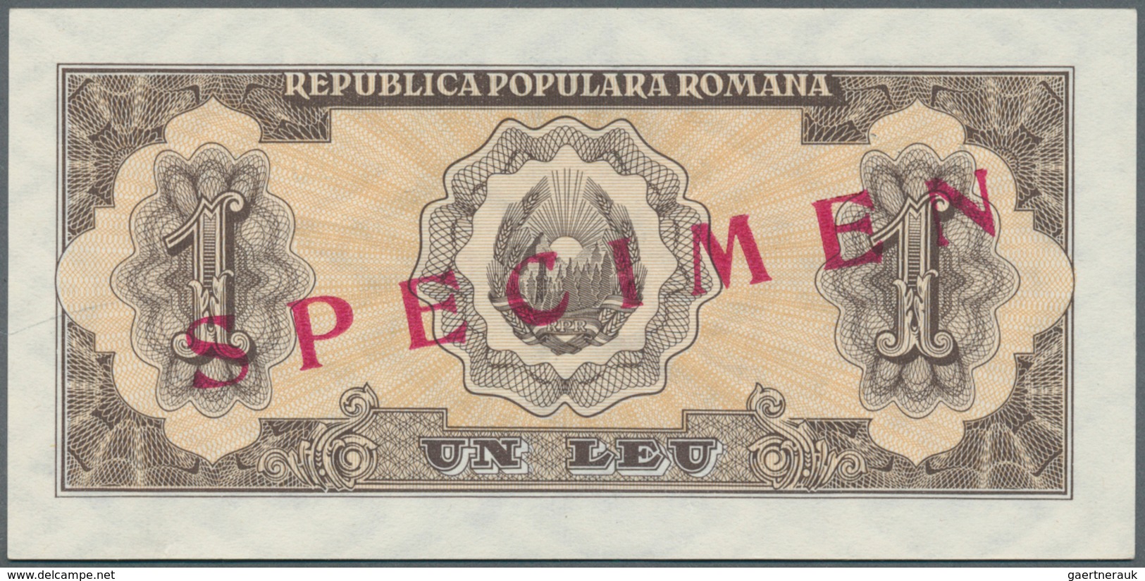 02257 Romania / Rumänien: 1 Leu 1952 SPECIMEN P. 81s In Condition: UNC. - Roemenië