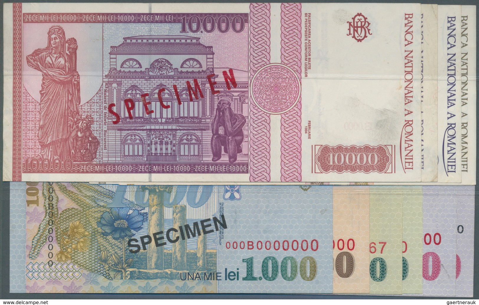 02263 Romania / Rumänien: Set Of 11 Specimen Notes Containing 1000 Lei 1998 (UNC), 5000 Lei 1998 (UNC), 2x - Roumanie