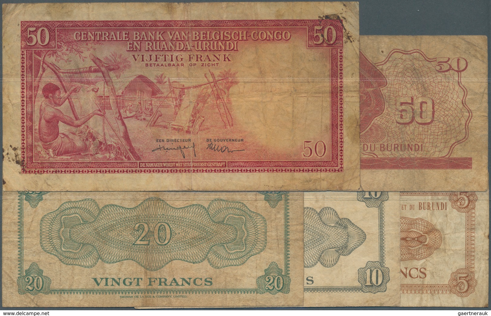 02288 Rwanda-Burundi / Ruanda-Burundi: Set Of 4 Notes Rwanda Burundi P. 1-4 In Used Condition With Stains - Ruanda-Urundi