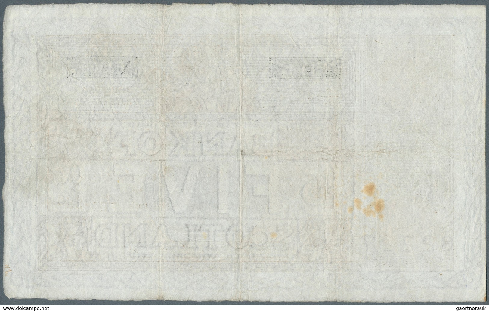 02310 Scotland / Schottland: 5 Pounds 1930 P. 82d, Folded Horizontally And Vertically, Stain Dots At Right - Other & Unclassified